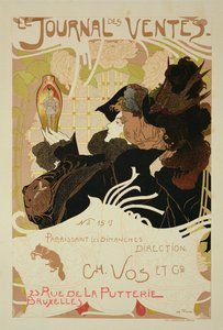 Jäljennös julisteesta, joka mainostaa "Le Journal des Ventes" -lehteä, 1897
